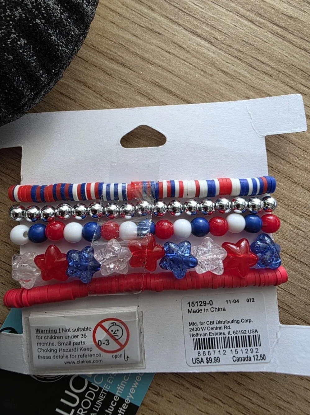 Disney Black Minnie Ears Headband, Glasses, and Bracelet Perfect for 4th of July